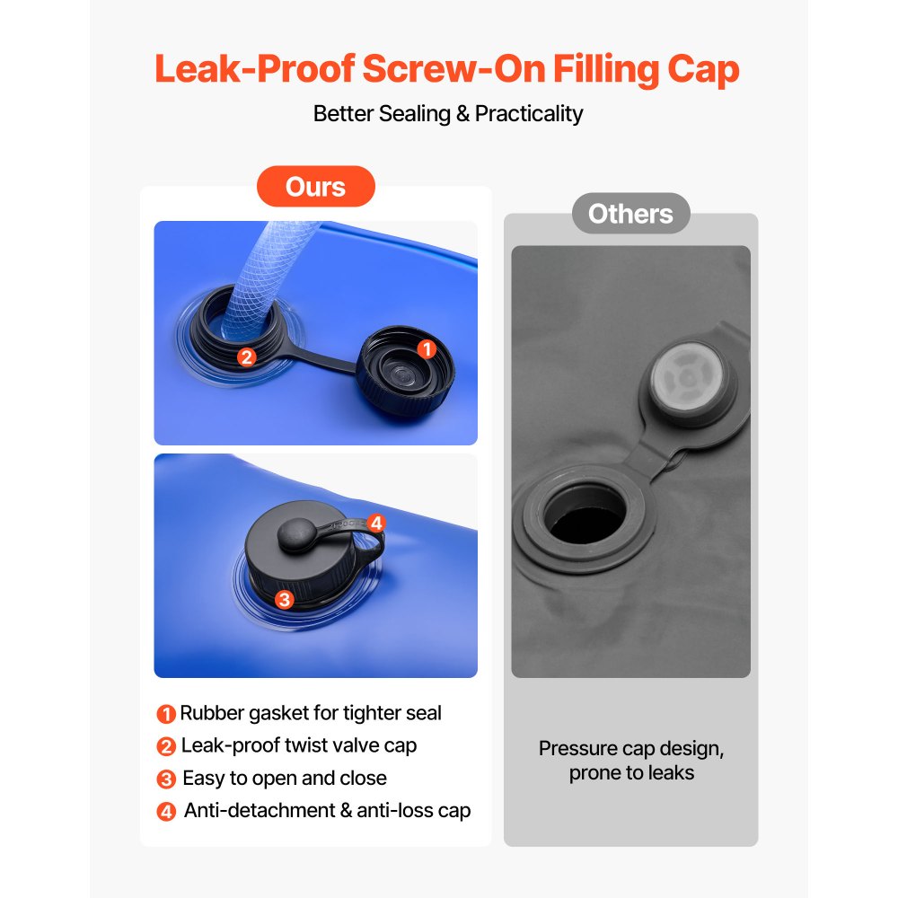 VEVOR Wassersäcke-Set, 6er-Pack 2,4 m Beschwerungssäcke & 4 Wassersäcke mit Eckausführung, 0,4 mm dicker PVC-Sack mit auslaufsicherem Ventil, zur Befestigung von Poolabdeckungen im Winter