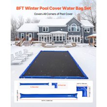 VEVOR Wassersäcke-Set, 6er-Pack 2,4 m Beschwerungssäcke & 4 Wassersäcke mit Eckausführung, 0,4 mm dicker PVC-Sack mit auslaufsicherem Ventil, zur Befestigung von Poolabdeckungen im Winter