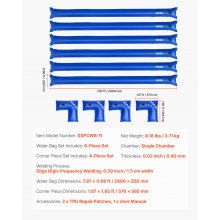 VEVOR Wassersäcke-Set, 6er-Pack 2,4 m Beschwerungssäcke & 4 Wassersäcke mit Eckausführung, 0,4 mm dicker PVC-Sack mit auslaufsicherem Ventil, zur Befestigung von Poolabdeckungen im Winter