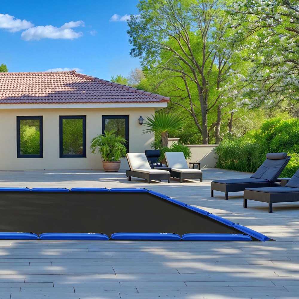 VEVOR Pool Beschwerungssack, 6 Packungen à 121 cm, 0,4 mm dicke PVC-Säcke mit Gewichten mit auslaufsicherem Schraubverschluss, Wassersäcke zur Befestigung von Poolabdeckungen im Winter, blau