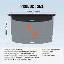 VEVOR Einziehbare Laderaumabdeckung Toyota RAV4 2019-2024 Upgrade Abdeckung
