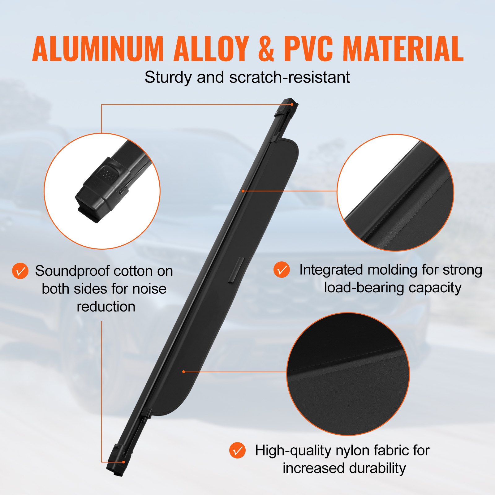 VEVOR Einziehbare Laderaumabdeckung, wasserfeste Kofferraumabdeckung, Sicherheitsschutz für Honda CRV 2023-2025 5-Seater, UV-beständige Kofferraumabdeckung aus Aluminiumlegierung & PVC-Lederstruktur