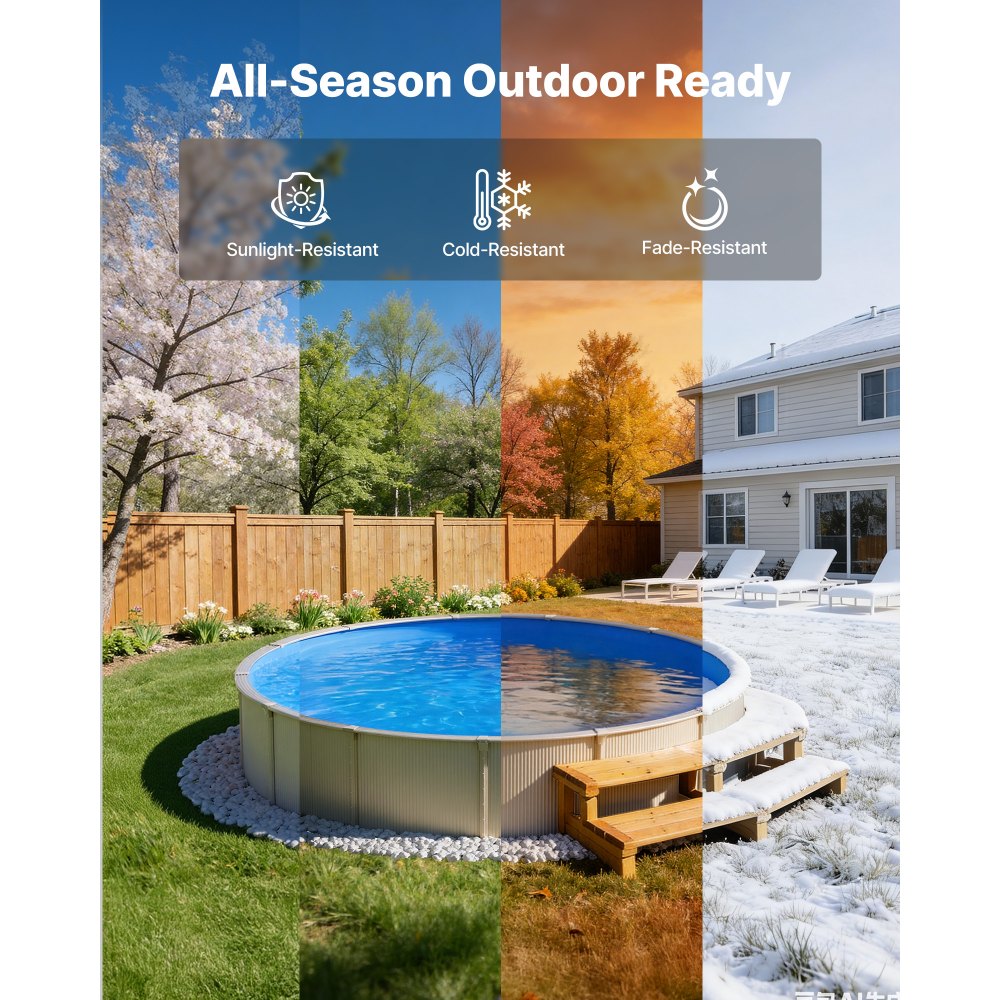 VEVOR 365.7 cm Pool Liner, Round Overlap Swimming Pool Liner for 90 cm Wall Height, Premium Vinyl, Easy Install with Leak-Proof Patches, Designed for Steel Sided Above-Ground,Outdoor, Blue