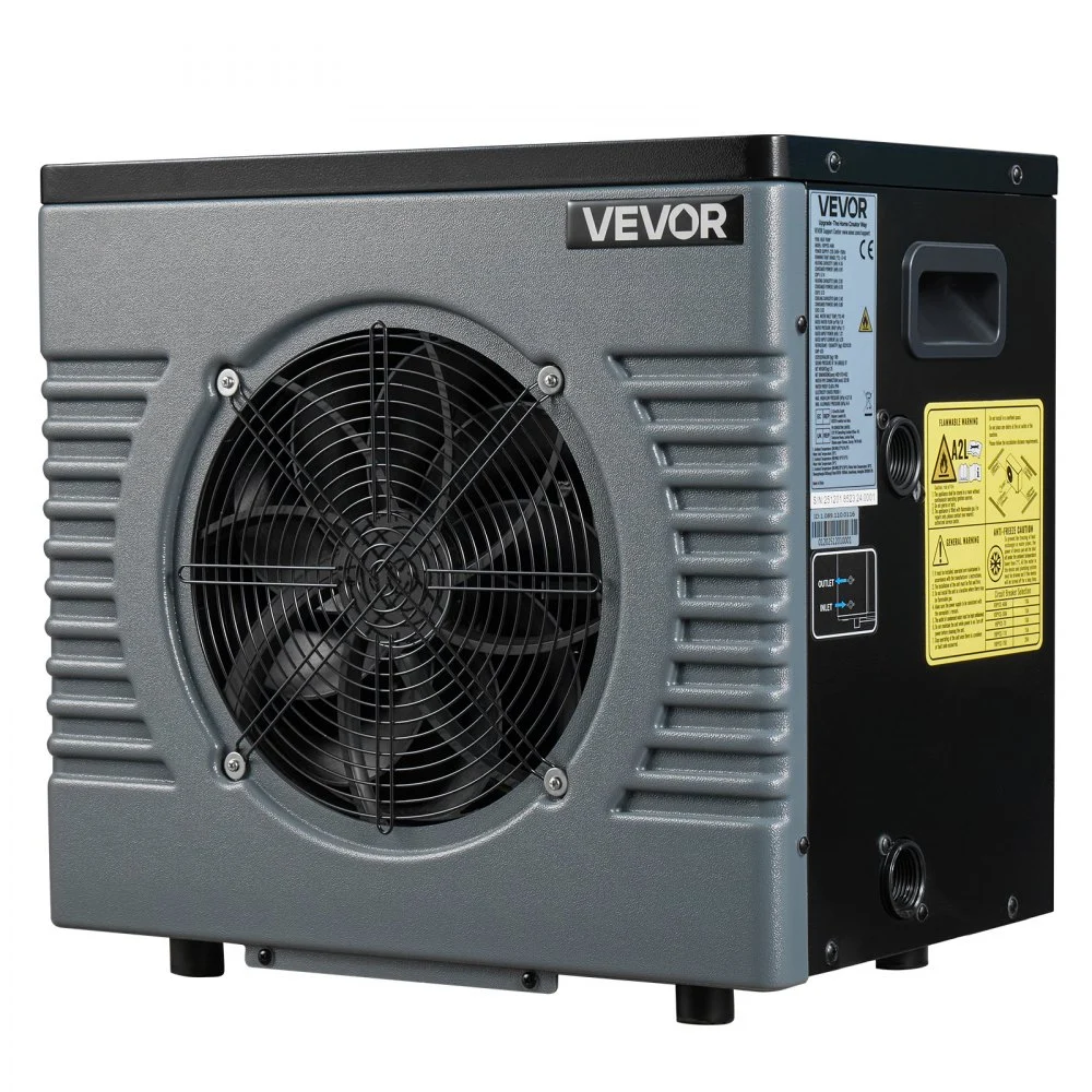 VEVOR 4920 W Pool Heat Pump, Electric Pool Heater for Above Ground Up to 18 m³, Max COP 5.29, Low Noise, GFCI Protection, 15-40 ℃ Heating Temperature for Swimming & Fitness, 220V 50Hz