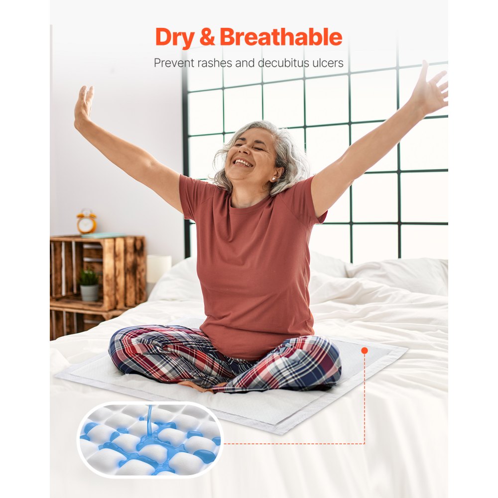 VEVOR Disposable Pads, 762x914.5 mm, Incontinence Pads, Absorbent Chux Pads with 5-Layer Protection for Bed, Sofa & Mattress, Underpad for Pets, Adults, Children, Seniors (Pack of 70)