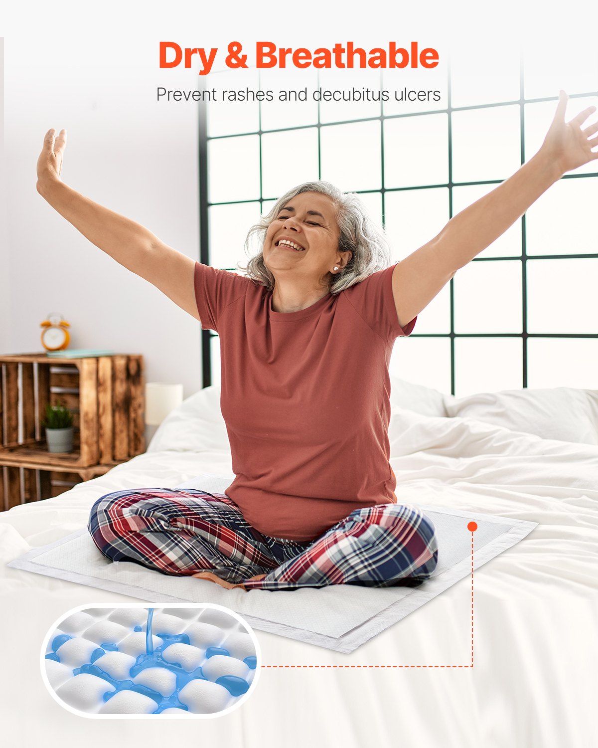 VEVOR Disposable Pads, 762x914.5 mm, Incontinence Pads, Absorbent Chux Pads with 5-Layer Protection for Bed, Sofa & Mattress, Underpad for Pets, Adults, Children, Seniors (Pack of 70)