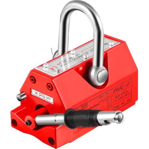VEVOR 600KG kapazität Lasthebemagnet Neodym, 1300LBS Anhebender Magnet Handgesteuertes Gabelanheben Rot, 135 x 67,5 x 76 mm Lasthebemagnet Magnet 80° Temperaturbereich für Kran Kranmagnet Magnetheber