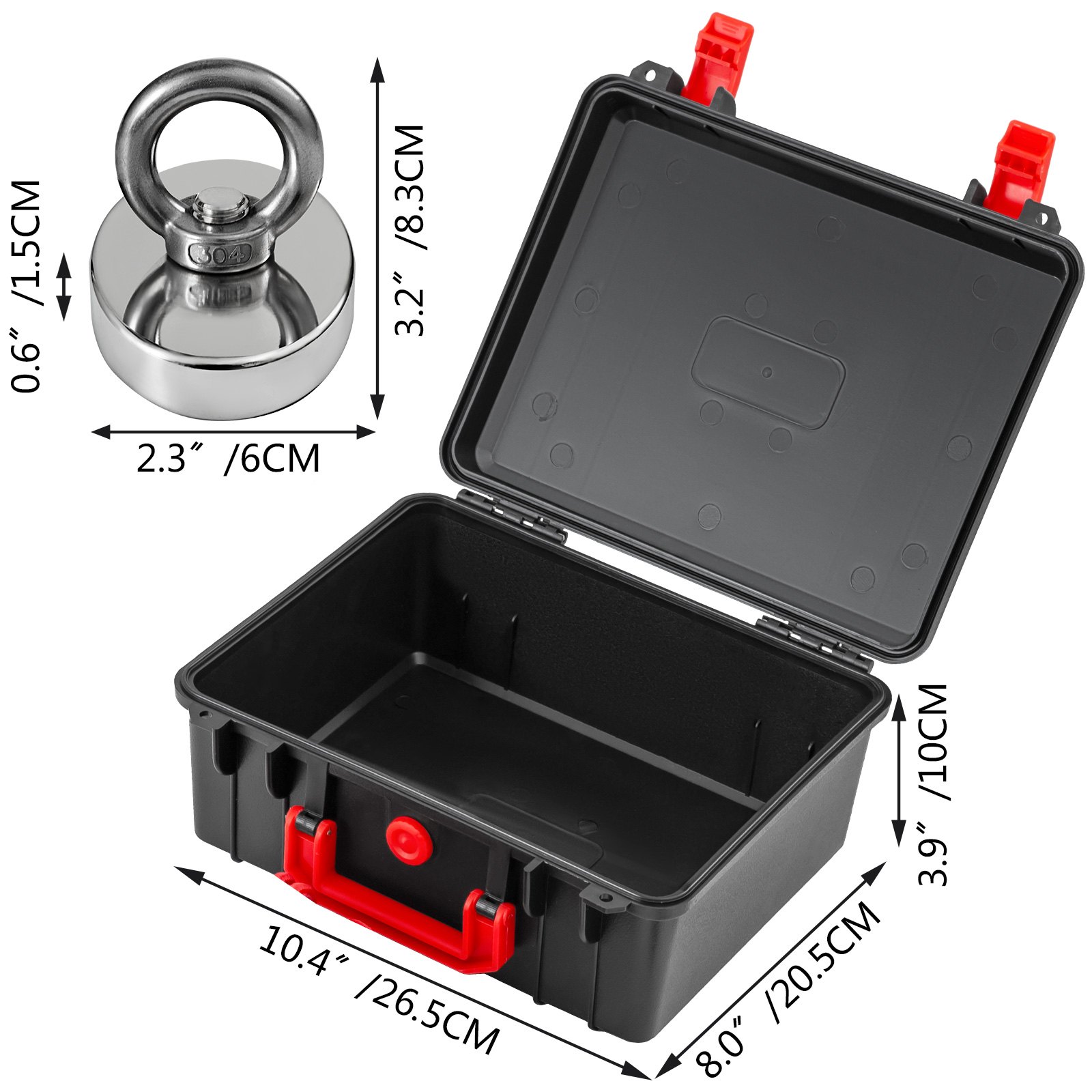 Neodym Bergemagnet Suchmagnet Set 136kg 60mm Magnetfischen Mit 19m Seil Koffer