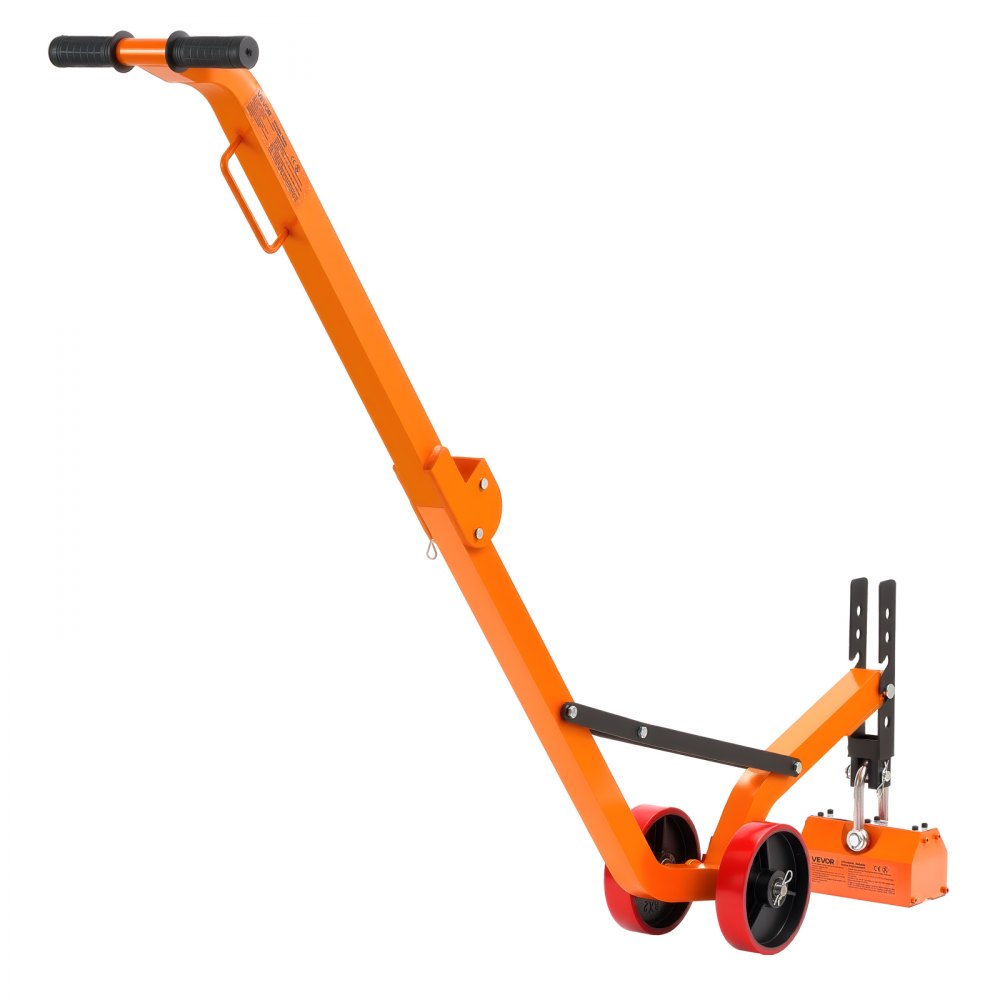 VEVOR Lasthebemagnet Permanentmagnetheber mit Rollwagen, 600 kg Zugkraft, Stahlwagen mit Hochleistungs-Magnetheber &2 Rädern & verstellbarem Griff, zum Anheben von Kanaldeckeln