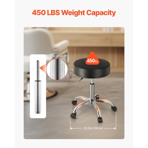 Hocker Höhenverstellbar VEVOR Sattelhocker (höhenverstellbar 55-71 Cm) – 204 Kg Belastbar, PU-Leder, Für Salon & Büro Drehhocker Mit Rollen