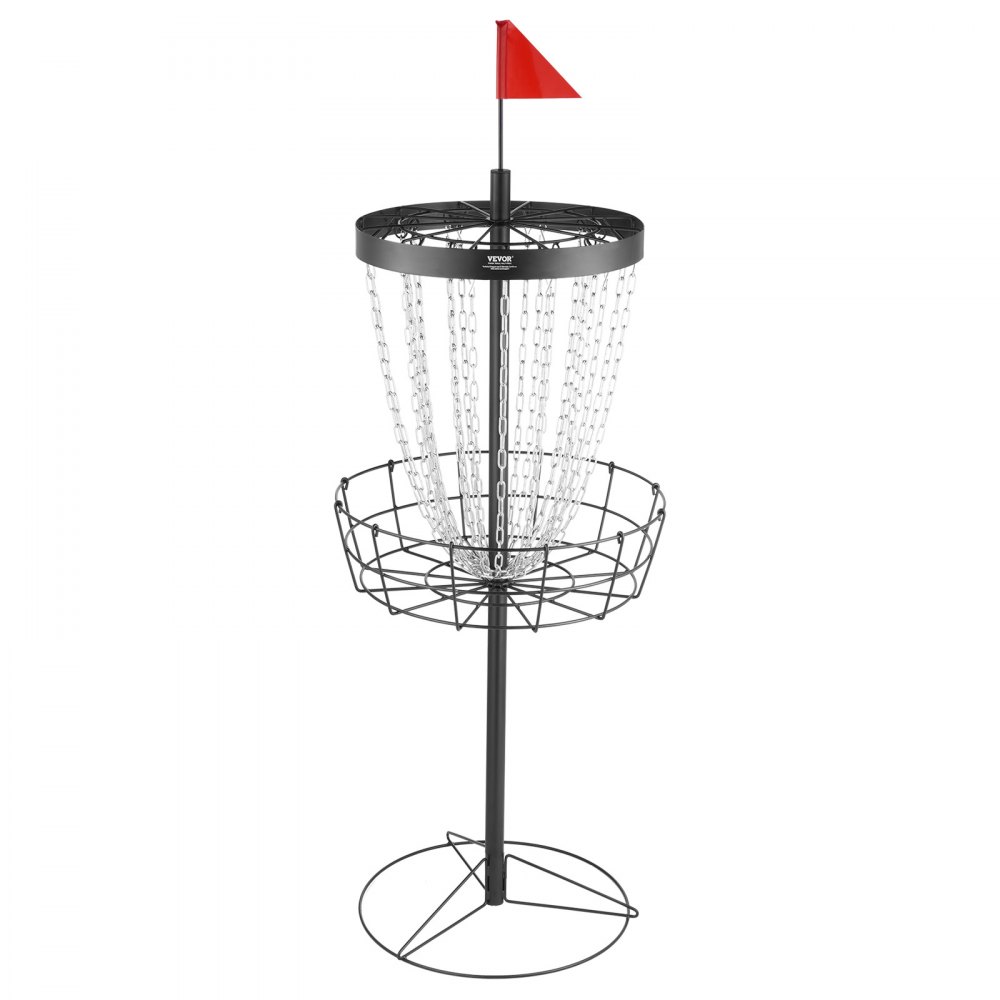 VEVOR Disc Golf Basket, Disc Golf Disc Set, with 24 Chains, Steel Practice Stand for Disc Golf Baskets, Professional Golf Basket Set Outdoor & Indoor Set Black (No Frisbee)