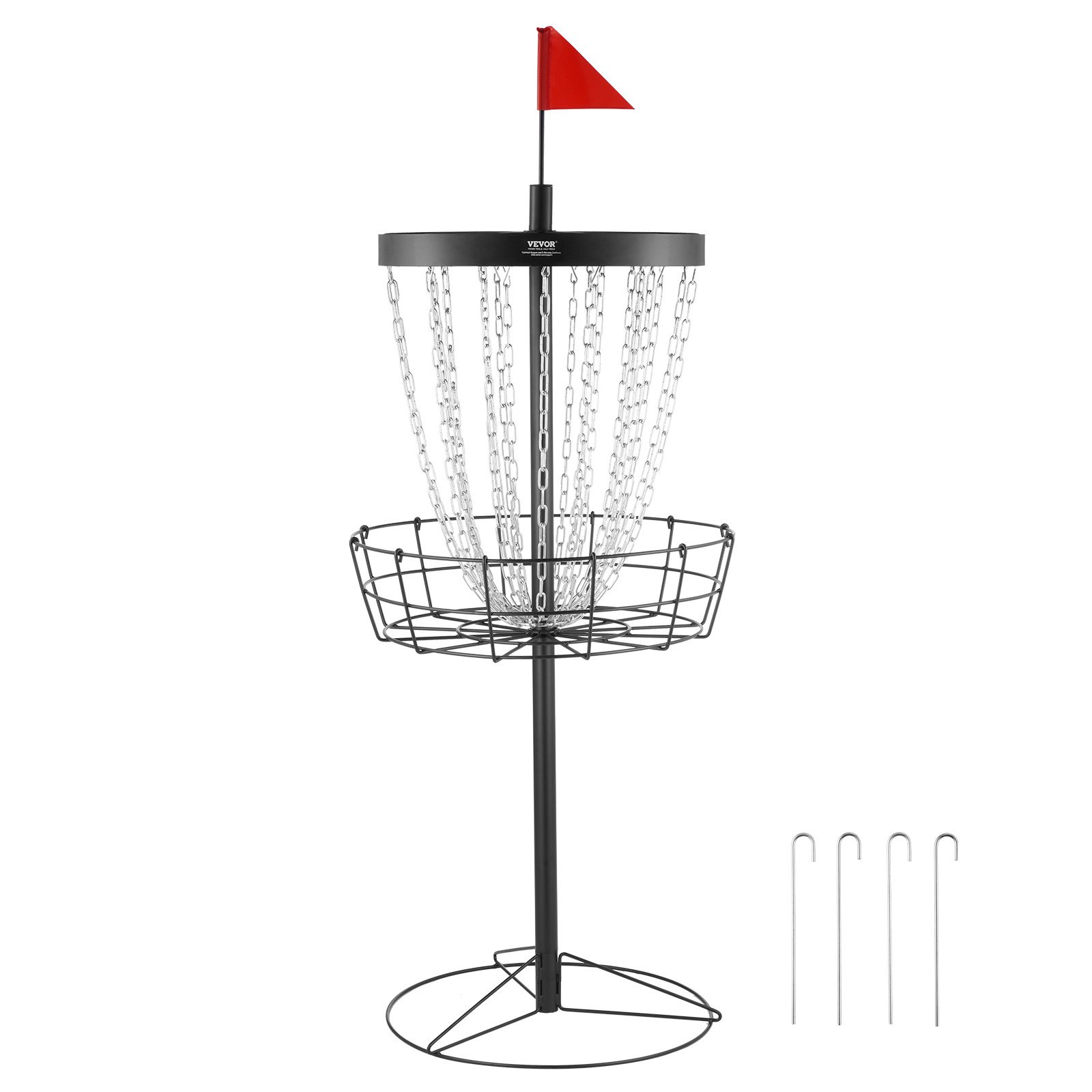 VEVOR Disc Golf Basket, Disc Golf Disc Set, with 24 Chains, Steel Practice Stand for Disc Golf Baskets, Professional Golf Basket Set Outdoor & Indoor Set Black (No Frisbee)