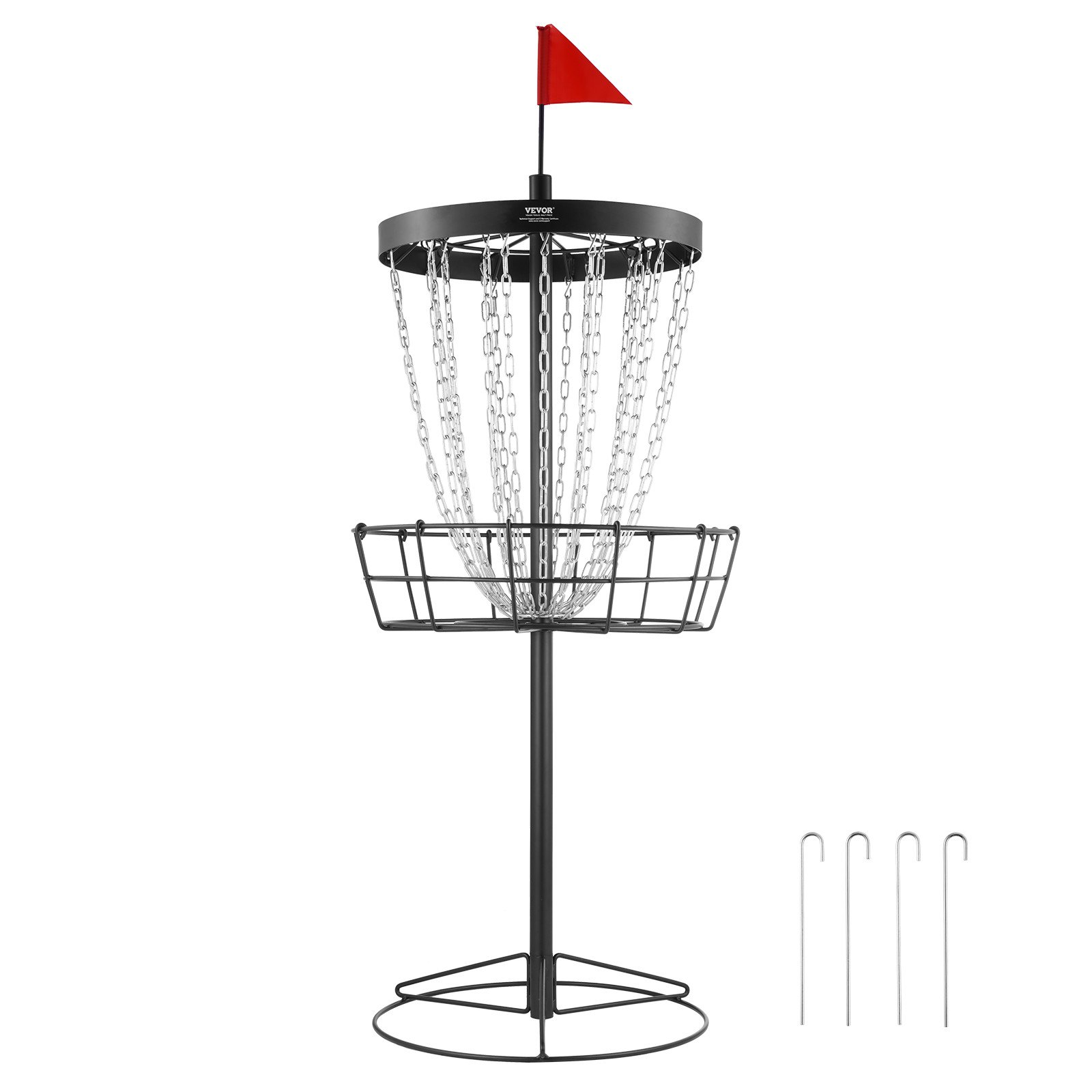 VEVOR Discgolf-Korb,  Disc Golf Scheiben Set mit 24 Ketten, 8 mm Robustes Übungs-Discgolf-Ziel aus Stahl, Discgolf-Platzkorb Outdoor / Indoor, Discgolf-Korbständer-Ausrüstung, Schwarz