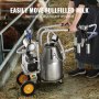 VEVOR Elektrische Kuh-Melkmaschine, 6,6 Gal / 25 L 304 Edelstahl Eimer, automatische Pulsation Vakuum Melker, tragbare Melker mit Lebensmittel-Silikon-Becher und Schläuche, einstellbarer Druck