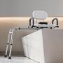 VEVOR Sliding Shower Chair, 180 kg Tub Transfer Bench for Bathtub with Swivel Seat, Shower Bench with Pivoting Arms and Backrest, Height & Width Adjustable for Handicap, Seniors, Elderly and Disabled