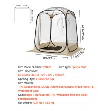 VEVOR Transparentes Zelt, 127x127x170 cm, Pop-up-Zelt für 1–2 Personen, Sportzelt mit Bodenmatte & oberer Abdeckung, Outdoor-Bubble-Zelt, Campingunterstand für Veranstaltungen, Angeln, Jubeln