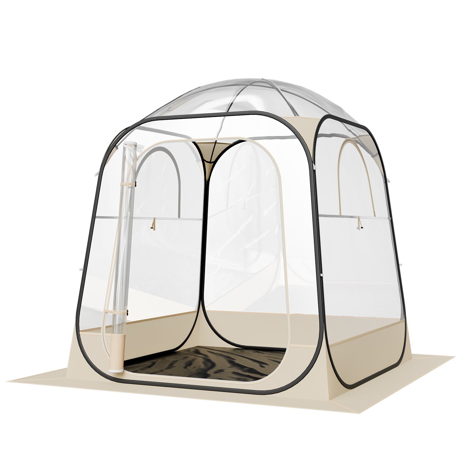 VEVOR Transparentes Zelt, 160x160x182 cm, Pop-up-Zelt für 2–4 Personen, Sportzelt mit Bodenmatte & oberer Abdeckung, Outdoor-Bubble-Zelt, Campingunterstand für Veranstaltungen, Angeln, Jubeln