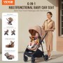 VEVOR 3in1 Kinderwagen Kinderbuggy Reisebuggy Buggy Autositz Hellbraun/Braun