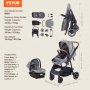 VEVOR 3in1 Kinderwagen Kinderbuggy Reisebuggy Buggy Autositz Dunkelgrau&Schwarz