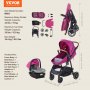 VEVOR 3in1 Kinderwagen Kinderbuggy Reisebuggy Buggy Autositz Fuchsie