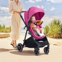 VEVOR 3in1 Kinderwagen Kinderbuggy Reisebuggy Buggy Autositz Fuchsie