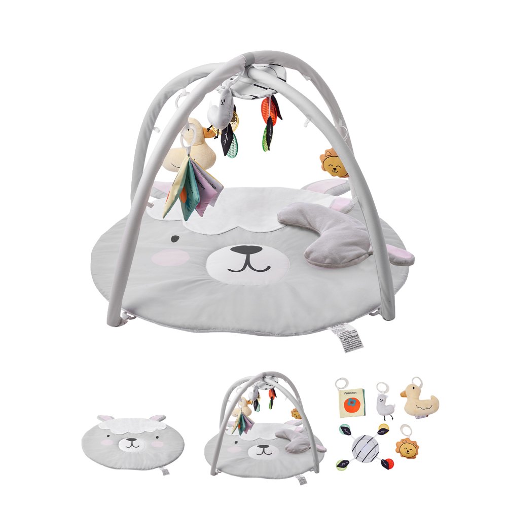 VEVOR Spielmatte 995x830x550 mm, Erlebnisdecke mit 5 sensorischen Spielzeugen, Baby-Aktivitätsmatte mit leuchtendem musikalischen Entenspielzeug für Neugeborene im Alter von 0–18 Monaten