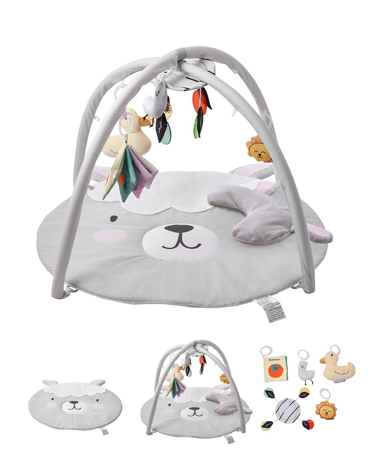 VEVOR Spielmatte 995x830x550 mm, Erlebnisdecke mit 5 sensorischen Spielzeugen, Baby-Aktivitätsmatte mit leuchtendem musikalischen Entenspielzeug für Neugeborene im Alter von 0–18 Monaten