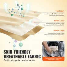 VEVOR Babywippe, klappbarer Wippensitz für Babys von 0–9 Monaten, Wippenstuhl mit 2 Liegewinkeln & drehbarem Spielzeugbügel, Babyschaukel mit Reisetasche für drinnen & draußen, 685x410x600mm Beige