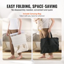 VEVOR Babywippe, klappbarer Wippensitz für Babys von 0–9 Monaten, Wippenstuhl mit 2 Liegewinkeln & drehbarem Spielzeugbügel, Babyschaukel mit Reisetasche für drinnen & draußen, 685x410x600mm Beige