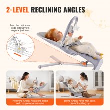 VEVOR Babywippe, klappbarer Wippensitz für Babys von 0–9 Monaten, Wippenstuhl mit 2 Liegewinkeln & drehbarem Spielzeugbügel, Babyschaukel mit Reisetasche für drinnen & draußen, 685x410x600mm