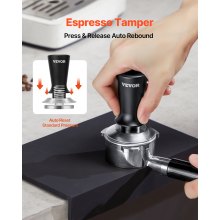 VEVOR 51mm Espresso Tamper Edelstahl Kaffeestampfer mit Feder Kaffeewerkzeug