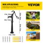 VEVOR Schwengelpumpe Gusseisen Gartenpumpe 40x15x68cm Wasserpumpe mit 67cm Pumpenständer Handwasserpumpe Nostalgie Handschwengelpumpe Schwarz ideal als Dekoration für Familienteiche Höfe und Gärten