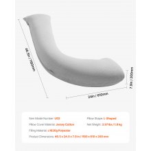 VEVOR Schwangerschaftskissen Stillkissen Seitenschläferkissen 118x61x20cm L-Form