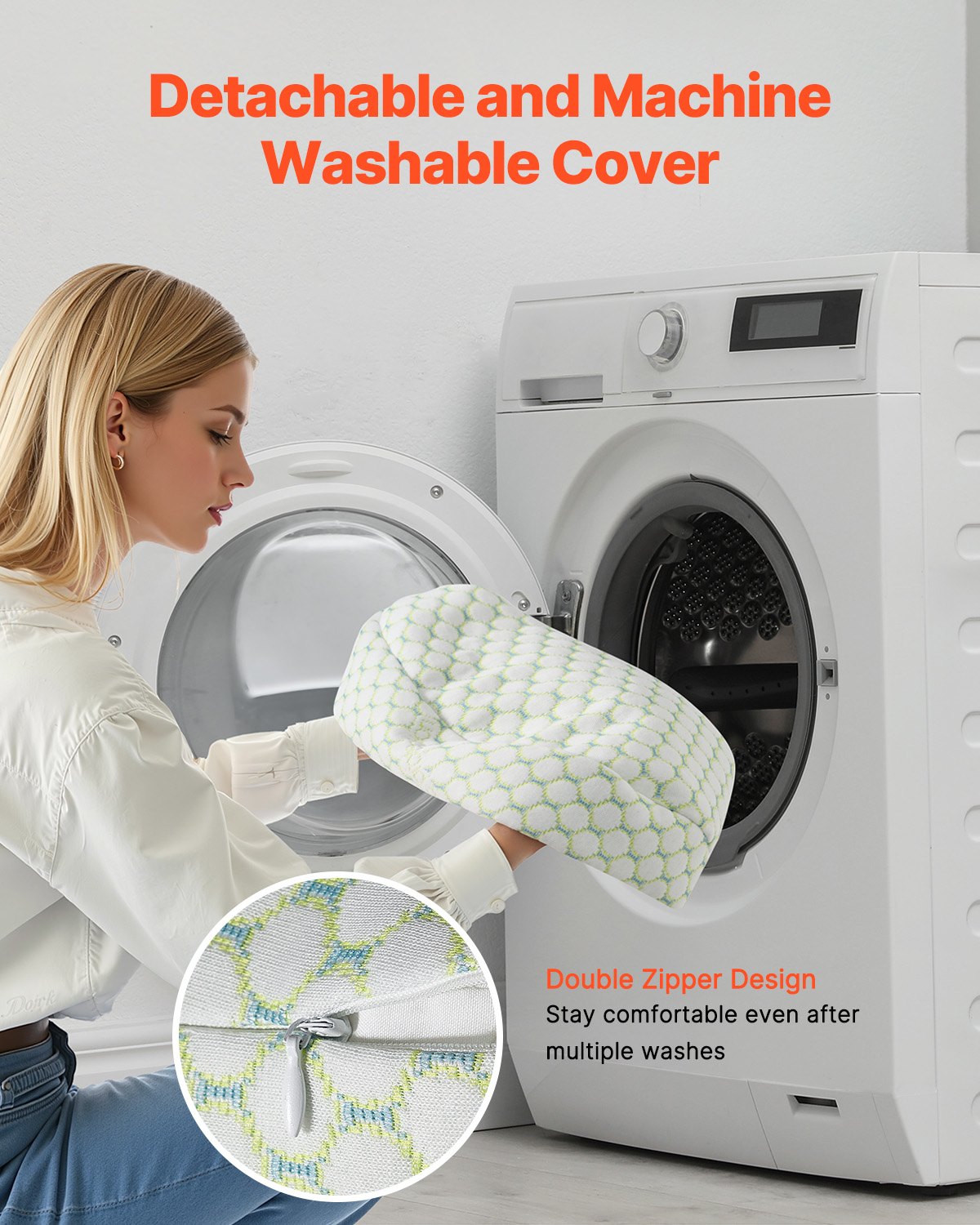 VEVOR Schwangerschaftskeilkissen 775x410x150 mm, W-förmiges Stillkissen für Schwangere, Seitenschläferkissen mit abnehmbarem und waschbarem Bezug zur Unterstützung von Rücken, Bauch und Hüfte