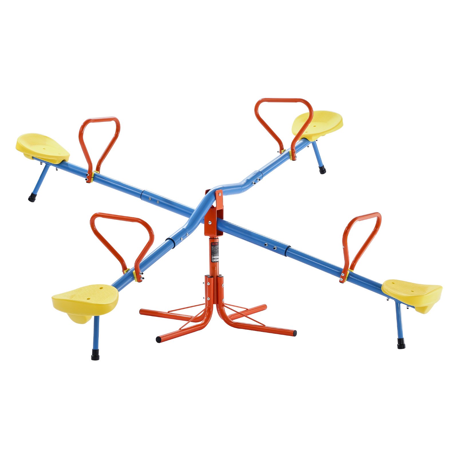 VEVOR Kinderwippe, 45,4 kg Tragkraft pro Sitz, Gartenwippe mit 4-zackigen Stützbeinen, Karussellwippe, 360 Grad drehbar, für Kinder ab 3 Jahren, 4 Sitze Schaukelwippe, 190x190x66 cm