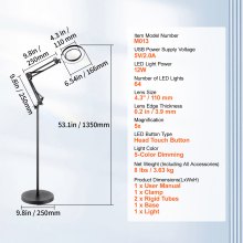 VEVOR LED Lupe Leselupe Bodenlupe Licht Beleuchtung 5x Vergrößerung 12W