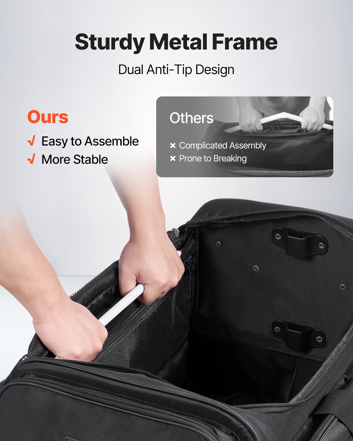 VEVOR Tanztasche mit Kleiderständer, 620x450x380 mm Rollkoffer, mit Rollen, USB-Anschluss, höhenverstellbarer Kleiderstange & Sichtschutzvorhang, ideal für Reisen & Wettkämpfe, Mattschwarz