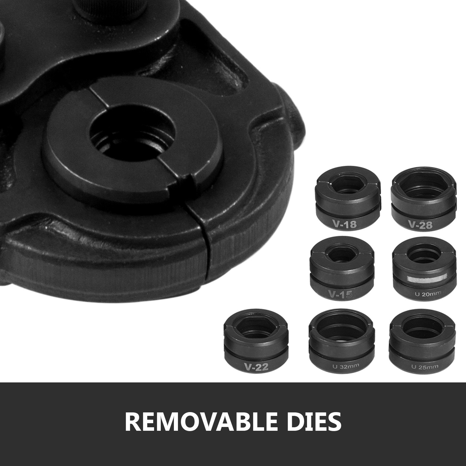 VEVOR Presszange U/V-Kontur Rohrpresszange für PEX-/Kupfer-/Verbundrohr U16-32 V15-28