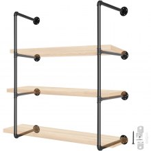 VEVOR 2 Stk. Retro Industrial Wandhalterung Eisen Regal Rohre 34x102 cm Rohr Regal 3 Stufen industrielle Wandregal insgesamt 60 kg Tragfähigkeit ideal für Küche Bad Schlafzimmer Wohnzimmer Büro