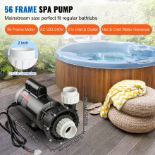 VEVOR Spa-pumpe Mit Zwei Geschwindigkeiten, 56-rahmen-whirlpool-pumpe, 1600 W / 39 m³/h / 15 M Hohe Geschwindigkeit Oder 400 W / 19 m³/h / 3,9 M Niedrige Geschwindigkeit, 2 Zoll/5,6 Cm-anschlüsse, 90° Drehbare Schnittstelle, Auslaufschutz, Überhitzungsschutz, Automatischer Abschaltschutz Für Spas Zu Hause, Spas Im Freien, Unterirdische Spas