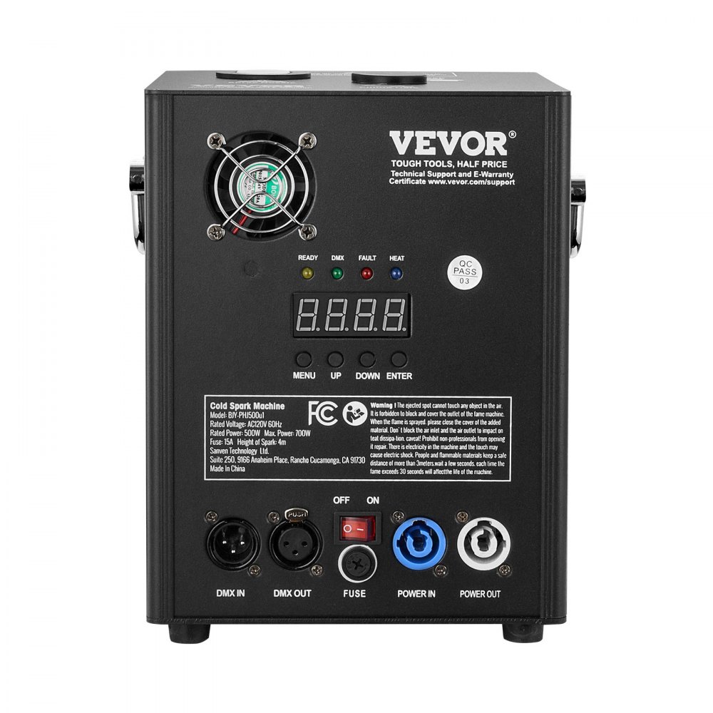 VEVOR Funkenmaschine 500 W Pyrotechnikmaschine Aluminiumlegierung Feuerwerksmaschine DMX Controller Einstellbar 2–4m Cold Spark Machine 7 min pro Nachladen Ideal für Hochzeit, DJ Show, Partys