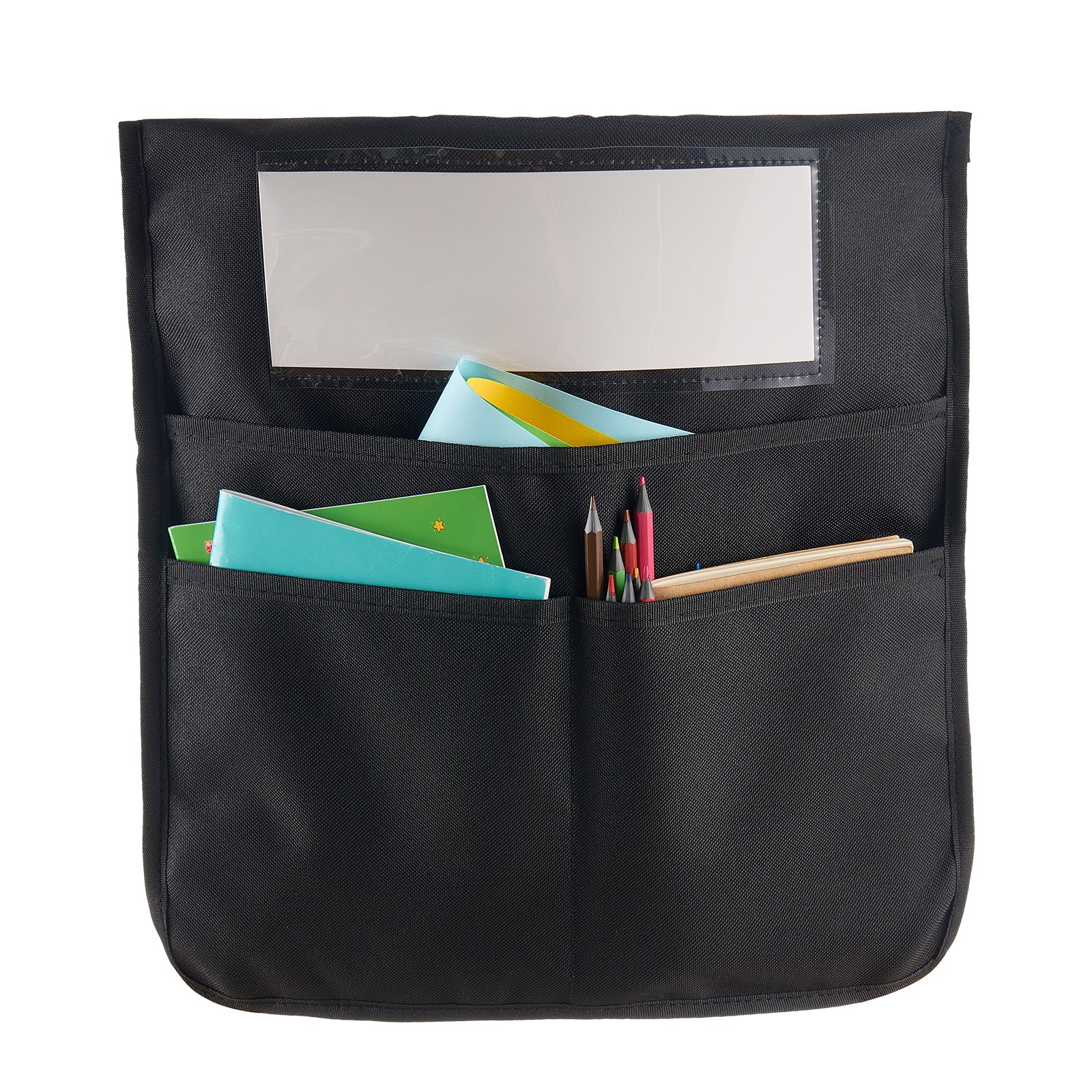 VEVOR Klassenzimmerstuhltasche, 12er-Pack, 43x48 cm, Rückenlehnentasche mit Namensschild, Stuhlrücken-Organizer für Kinder im Klassenzimmer, Kindergarten, in der Schule & zu Hause, Schwarz