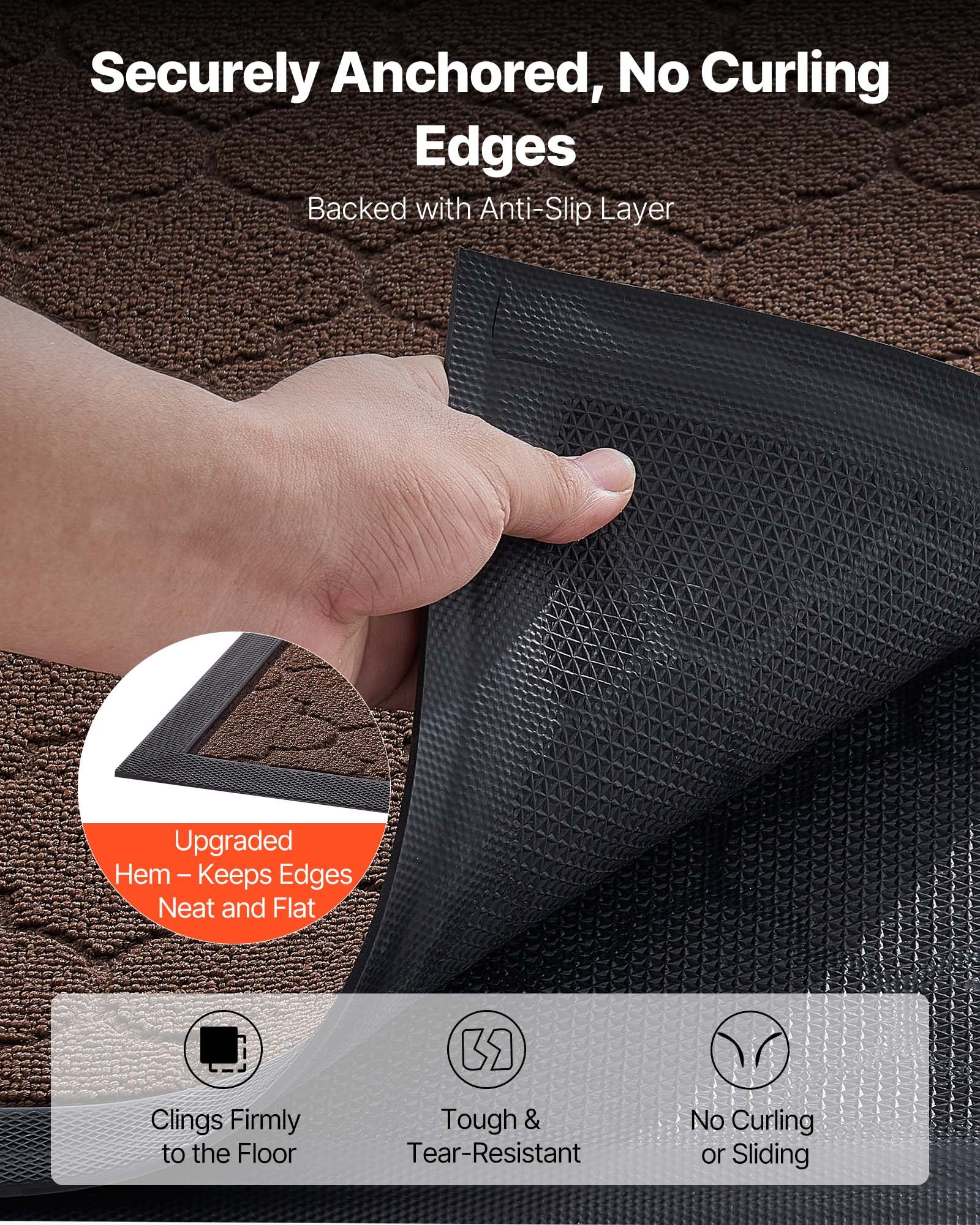 VEVOR Fußmatte für die Vordertür, 1194 x 889 mm, gewerbliche Bodenmatte für drinnen und draußen, moderner, stilvoller Teppich mit TPE-Rückseite, strapazierfähiger, waschbarer Eingangsteppich für Flur, Balkon, Garage, Braun