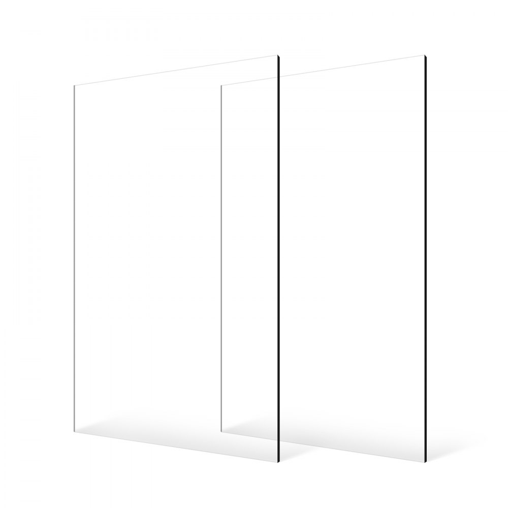 VEVOR Plexiglas-Acrylplatten, 2er-Set Kunststoffplatten, 610x1219mm, 3 mm dick, klares, gegossenes Kunststoffglas für Bastelprojekte, Ersatzglas für Bilderrahmen, DIY-Display, leicht zu schneiden