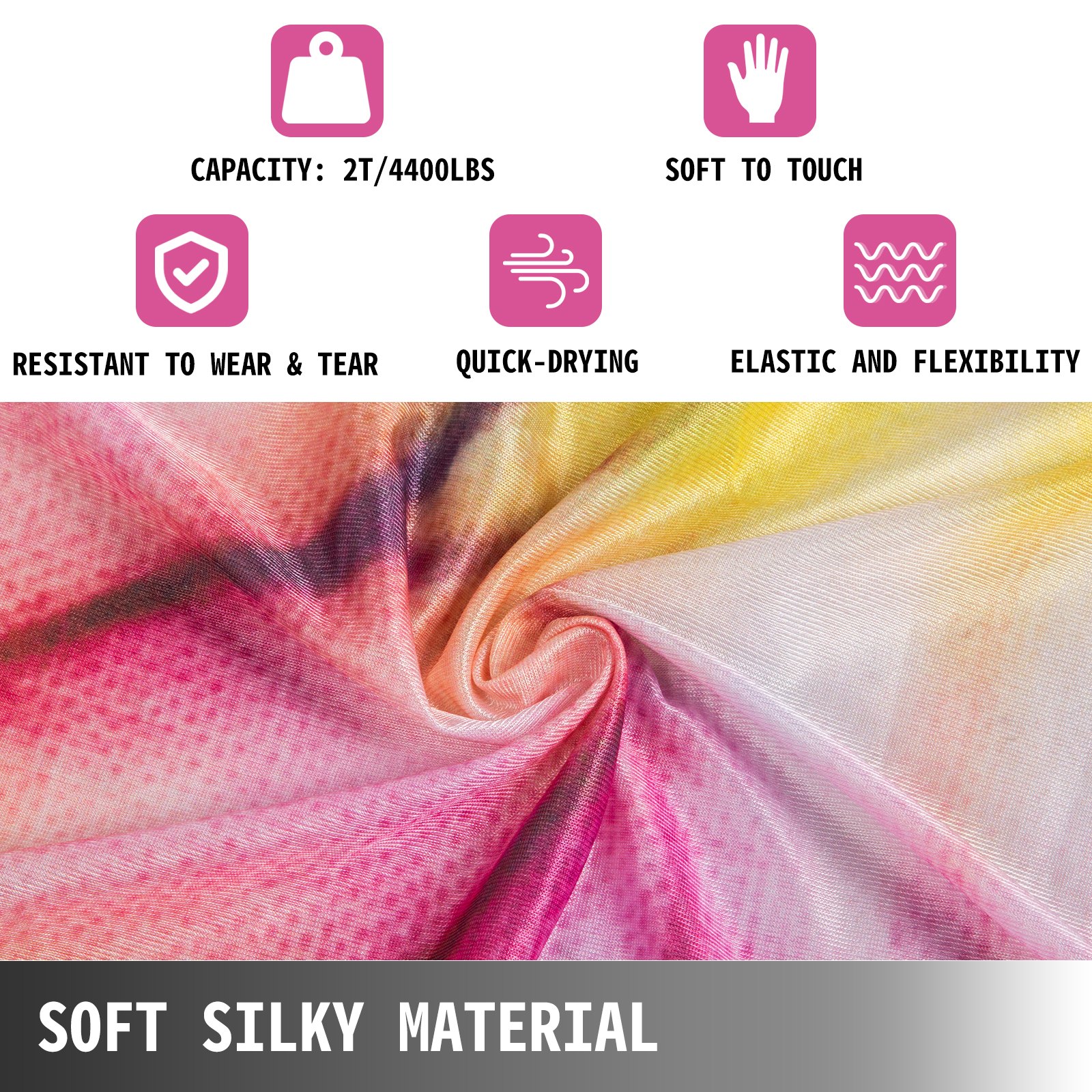 VEVOR 10x2,8M Luftyoga Hängematte Set Luftyoga Trapez Schaukel Lavendel Polyester Seide für Lufttanz Luftyoga Luft Yoga Zubehör Anfänger Fortgeschrittene(Vielfarbig)