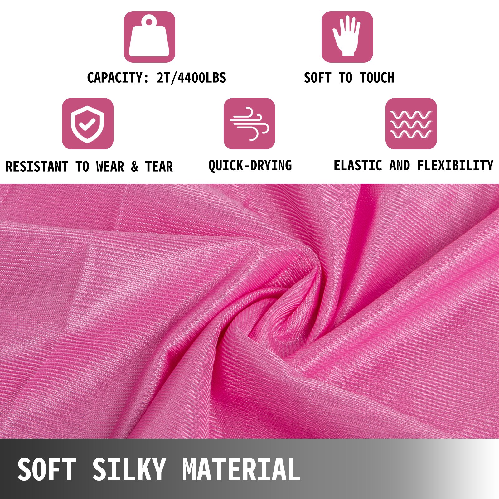 Aerial Silks Fabric Luft Yoga Seidenset Yoga Hängematte Lufttanz Rosa 10x2.8M