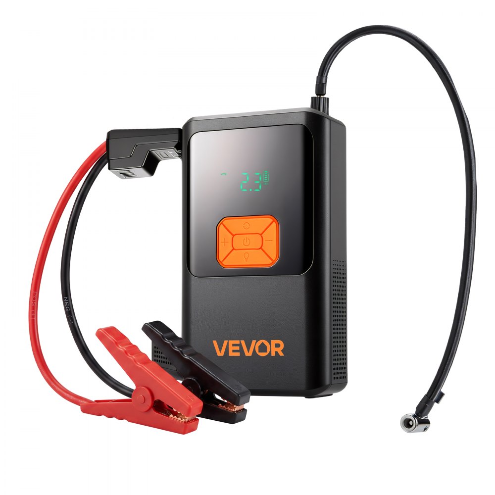 VEVOR Starthilfe Powerbank 4000 A Tragbarer Starthilfegerät Starter Booster für 9 L Benzin & 8 L Dieselmotoren, 150 psi Reifendruck, LED-Taschenlampe, ABS-PC-Gehäuse, Verpolungs- und Kurzschlussschutz