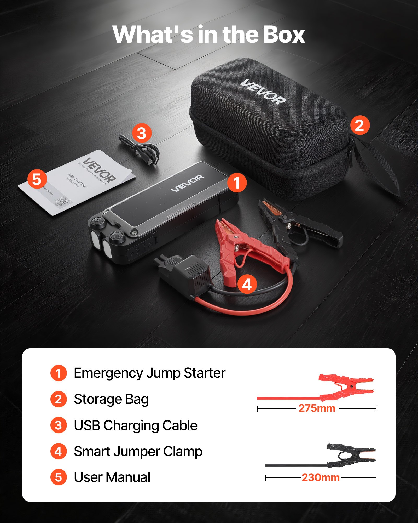 VEVOR Starthilfe Powerbank, Starthilfegerät 4000A Spitzenstrom mit LED-Taschenlampe & Kabel für Motor bis zu 10L Benzin/8L Diesel, Tragbarer Booster mit Schnellladung & Sicherheitsschutz für Notfall