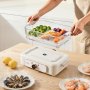 VEVOR Elektrischer Dampfgarer 6 L mit 2 Garebenen Glas 1200 W Weiß, Gemüse- und Speisegarer für 1–3 Personen mit Voreingestellten Programmen und Startzeitvorwahl, für Gemüse, Meeresfrüchte und Reis