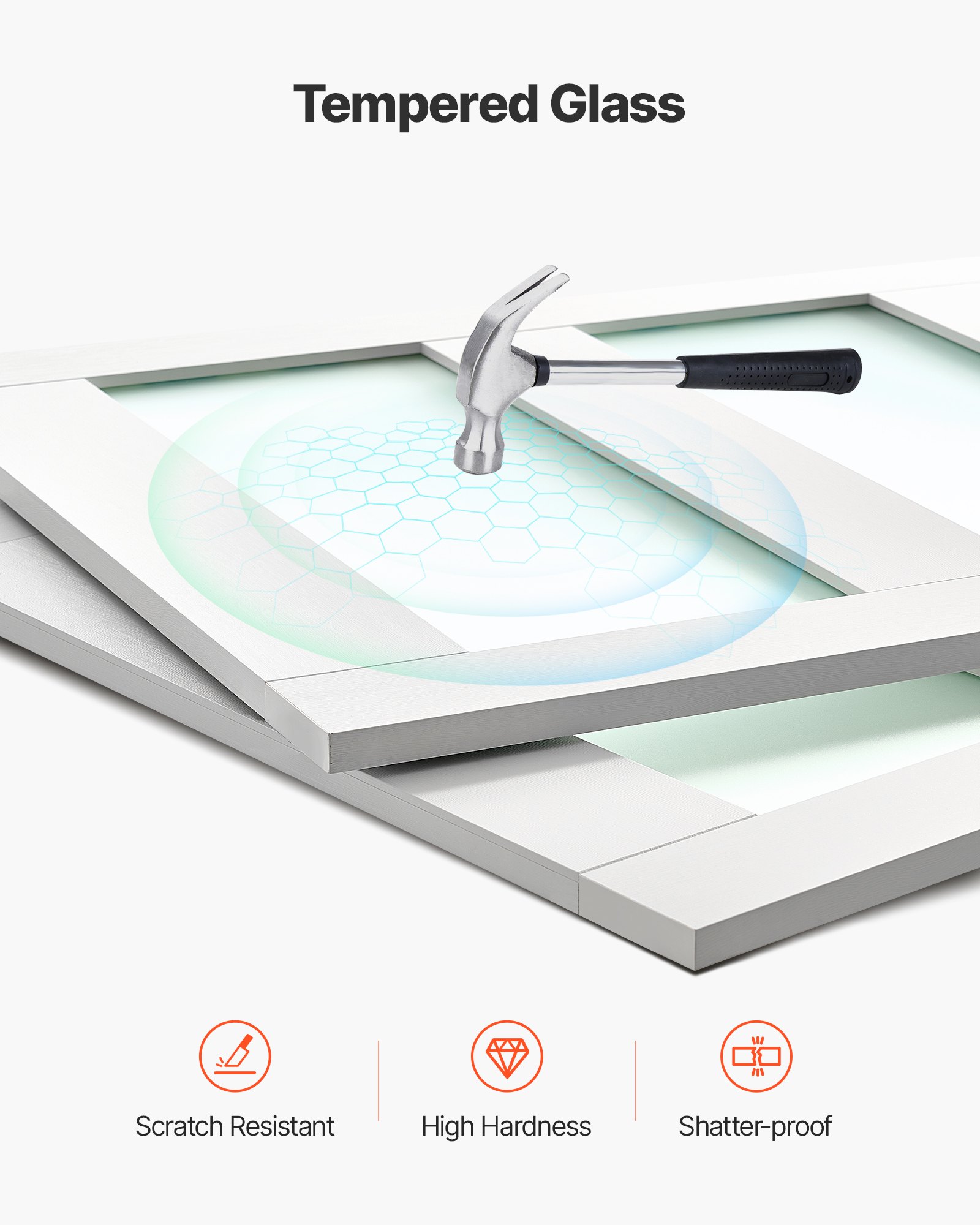 VEVOR Schiebetür 1219 mm x 2032 mm (passende Öffnungsgröße), Bypass-Schiebetüren aus Milchglas mit Hardware-Kit, Massivholz & MDF-Platte mit wasserfester PVC-Oberfläche für Schränke Weiß